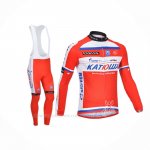 2013 Ropa Ciclismo Katusha Blanco Rojo Mangas Largas y Culotte Lunga