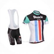 2014 Ropa Ciclismo Bianchi Negro Blanco Mangas Corta y Culotte Corto
