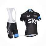 2014 Ropa Ciclismo Sky Negro Blanco Mangas Corta y Culotte Corto