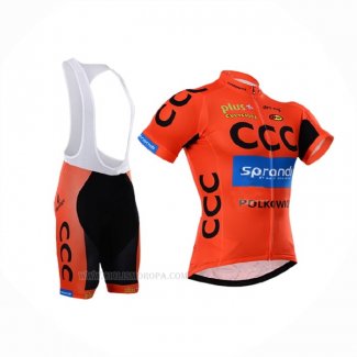 2015 Ropa Ciclismo CCC Negro Naranja Mangas Corta y Culotte Corto