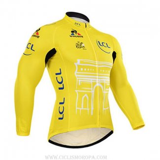 2015 Ropa Ciclismo Tour De France Amarillo Mangas Largas y Culotte Lunga