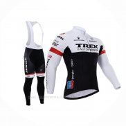 2015 Ropa Ciclismo Trek Factory Racing Blanco Negro Mangas Largas y Culotte Lunga