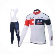 2016 Ropa Ciclismo IAM Blanco Azul Mangas Largas y Culotte Lunga
