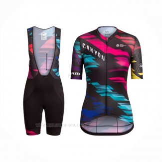 2016 Ropa Ciclismo Mujer Canyon Negro Rojo Mangas Corta y Culotte Corto