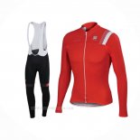 2016 Ropa Ciclismo Sportful Blanco Rojo Mangas Largas y Culotte Lunga