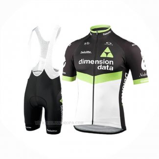 2017 Ropa Ciclismo Dimension Data Verde Negro Mangas Corta y Culotte Corto