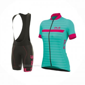 2017 Ropa Ciclismo Mujer ALE Azul Claro Rosa Mangas Corta y Culotte Corto