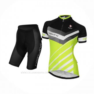 2017 Ropa Ciclismo Mujer Nalini Zebrana Verde Negro Mangas Corta y Culotte Corto