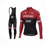 2017 Ropa Ciclismo Trek Segafredo Rojo Negro Mangas Largas y Culotte Lunga
