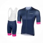 2018 Ropa Ciclismo Mujer RH+ Apagado Azul Mangas Corta y Culotte Corto
