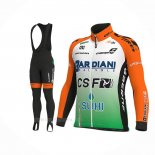 2019 Ropa Ciclismo Bardiani Csf Verde Naranja Mangas Largas y Culotte Lunga