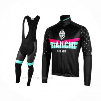 2019 Ropa Ciclismo Bianchi Milano Pb Negro Rojo Mangas Largas y Culotte Lunga
