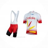 2019 Ropa Ciclismo Cofidis Rojo Blanco Mangas Corta y Culotte Corto