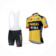 2020 Ropa Ciclismo Jumbo Visma Amarillo Negro Mangas Corta y Culotte Corto