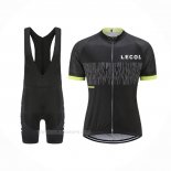 2021 Ropa Ciclismo Le Col Negro Amarillo Mangas Corta y Culotte Corto