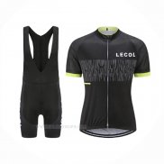 2021 Ropa Ciclismo Le Col Negro Amarillo Mangas Corta y Culotte Corto