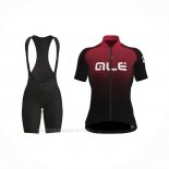 2021 Ropa Ciclismo Mujer ALE Rojo Negro Mangas Corta y Culotte Corto