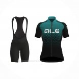 2021 Ropa Ciclismo Mujer ALE Verde Mangas Corta y Culotte Corto
