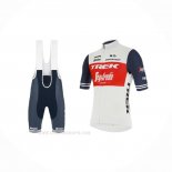 2021 Ropa Ciclismo Trek Segafredo Blanco Profundo Azul Mangas Corta y Culotte Corto