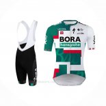2022 Ropa Ciclismo Bora-Hansgrone Verde Blanco Mangas Corta y Culotte Corto