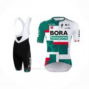 2022 Ropa Ciclismo Bora-Hansgrone Verde Blanco Mangas Corta y Culotte Corto