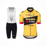 2022 Ropa Ciclismo Jumbo Visma Amarillo Mangas Corta y Culotte Corto