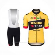2022 Ropa Ciclismo Jumbo Visma Amarillo Mangas Corta y Culotte Corto