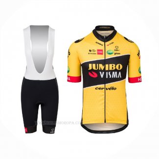 2022 Ropa Ciclismo Jumbo Visma Amarillo Mangas Corta y Culotte Corto