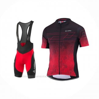 2022 Ropa Ciclismo Loffler Negro Rojo Mangas Corta y Culotte Corto