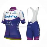 2023 Ropa Ciclismo Mujer Jayco Alula Violeta Blanco Mangas Cortas y Culotte Corto