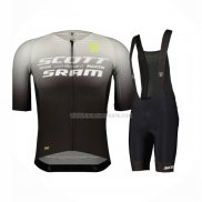2023 Ropa Ciclismo Scott Sram Gris Negro Mangas Cortas y Culotte Corto