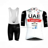 2023 Ropa Ciclismo Uae Negro Blanco Mangas Cortas y Culotte Corto