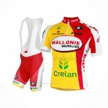 2013 Ropa Ciclismo Wallonie Bruxelles Amarillo Rojo Mangas Corta y Culotte Corto