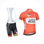 2014 Ropa Ciclismo Lotto Belisol Naranja Mangas Corta y Culotte Corto