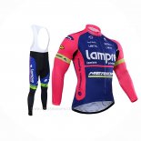 2015 Ropa Ciclismo Lampre Merida Rosa Azul Mangas Largas y Culotte Lunga