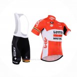 2015 Ropa Ciclismo Lotto Soudal Blanco Rojo Mangas Corta y Culotte Corto