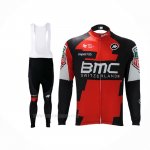 2017 Ropa Ciclismo BMC Rojo Blanco Mangas Largas y Culotte Lunga