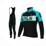 2017 Ropa Ciclismo Mujer ALE Negro Azul Mangas Largas y Culotte Lunga
