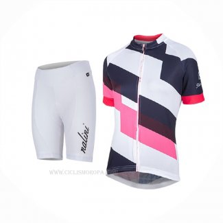 2017 Ropa Ciclismo Mujer Nalini Stripe Rosa Negro Mangas Corta y Culotte Corto