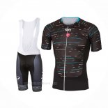 2017 Ropa Ciclismo Sky Negro Azul Claro Mangas Corta y Culotte Corto