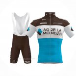 2019 Ropa Ciclismo Ag2r La Mondiale Marron Blanco Azul Mangas Corta y Culotte Corto