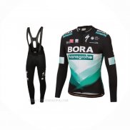 2020 Ropa Ciclismo Bora-Hansgrone Negro Verde Mangas Largas y Culotte Lunga