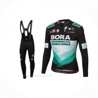 2020 Ropa Ciclismo Bora-Hansgrone Negro Verde Mangas Largas y Culotte Lunga