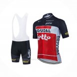 2021 Ropa Ciclismo Lotto Soudal Negro Blanco Rojo Mangas Corta y Culotte Corto