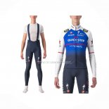 2022 Ropa Ciclismo Deceuninck Quick Step Azul Blanco Mangas Largas y Culotte ioui009