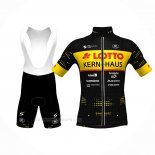 2022 Ropa Ciclismo Lotto-Kern Haus Negro Amarillo Mangas Corta y Culotte Corto