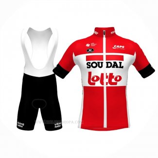 2022 Ropa Ciclismo Lotto Soudal Rojo Mangas Corta y Culotte Corto