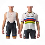 2022 Ropa Ciclismo Uci Deceuninck Quick Step Blanco Mangas Corta y Culotte Corto