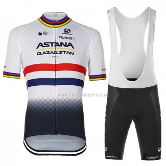2023 Ropa Ciclismo AStana Blanco Azul Mangas Cortas y Culotte Corto