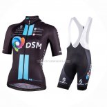 2023 Ropa Ciclismo Mujer DSM Negro Mangas Cortas y Culotte Corto